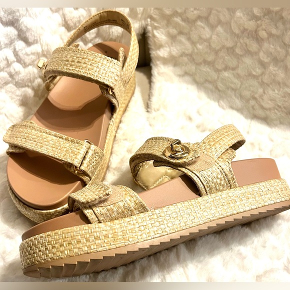 A New Day Tanner Platform Double Band woven cream tan sandals size 7.5 - Picture 5 of 12